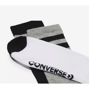 Converse‎ Half Cushion Crew Socks 3 Pair Pack White Black Grey Striped 170053
